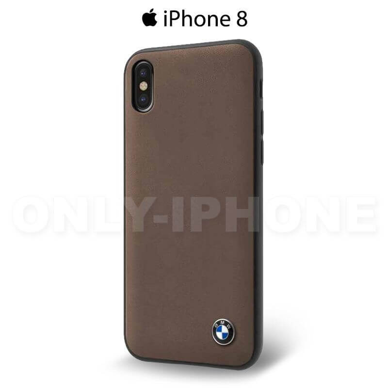 coque iphone 8 cuir veritable haut de gamme luxe marron brillant